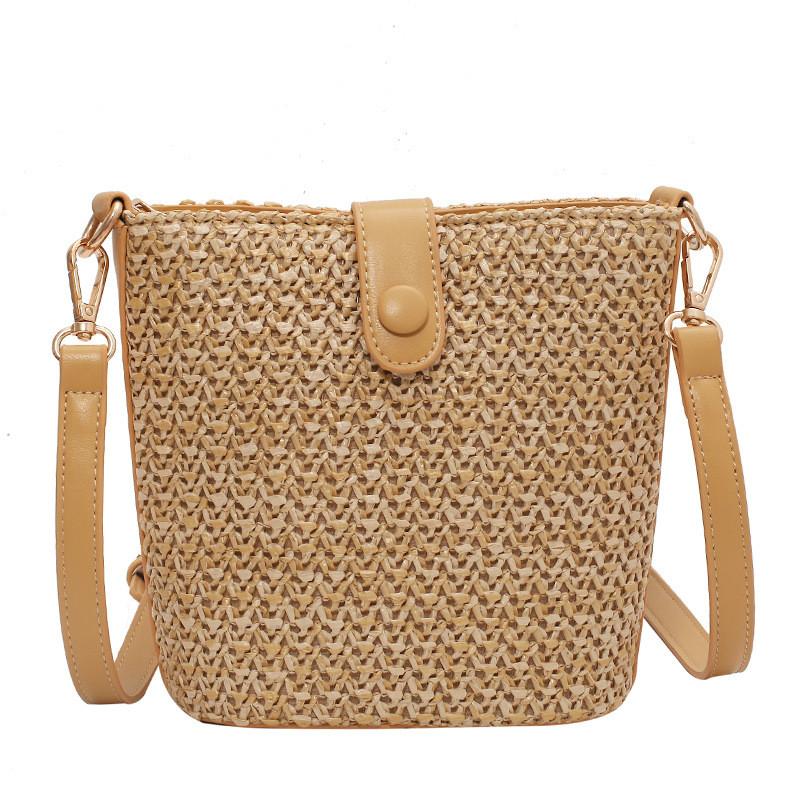 Minimal kontrastierendes Farbdesign Damen Lässige Grasgewebte Tasche für Damen Mit Nahtdetails Und Täglichem Gebrauch