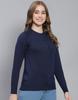 Monte Carlo Navy Solid Round Neck Sweater