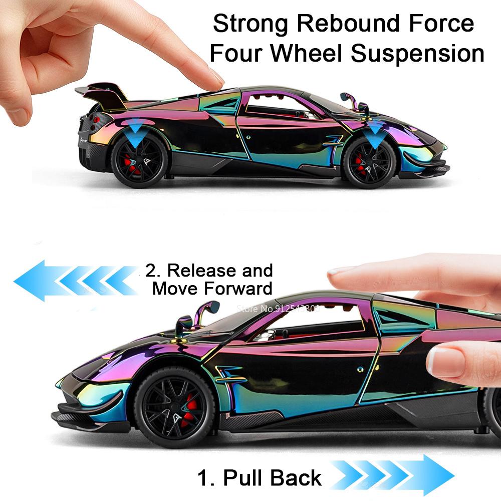 1:24 Scale Pagani Huayra BC Zonda HP Car Toy Model Metal Diecast Miniature Light Music Vehicles Models Hobby Ornaments Gifts