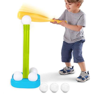 1 Set Tee Ball Set Detachable Burr-free Portable Environmentally Friendly Easy Storage Entertainment Plastic Adjustable Height Kids T-Ball Set