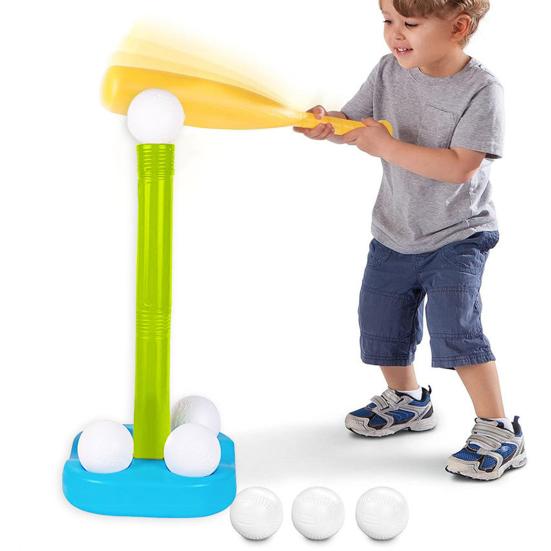 1 Set Tee Ball Set Detachable Burr-free Portable Environmentally Friendly Easy Storage Entertainment Plastic Adjustable Height Kids T-Ball Set