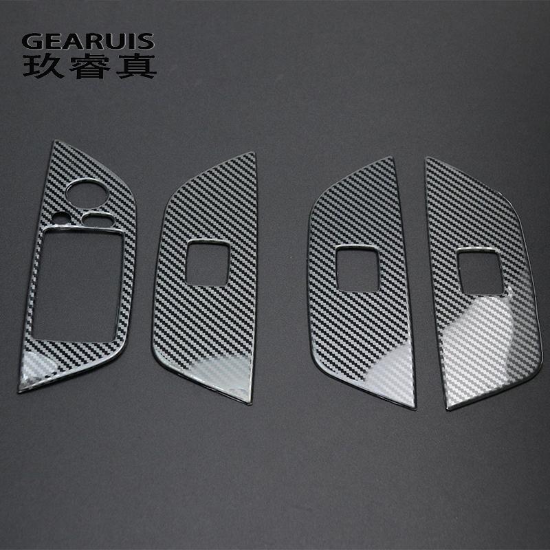 Car Styling Carbon Fiber Window Lifter Control Frame Switch Decor Armrest Panel car stickers For BMW E84 X1 Interior
