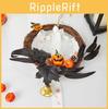 Halloween Terrifying Pumpkin Vine Wreath Spooky Decoration With Gory Bloody Spider Webs