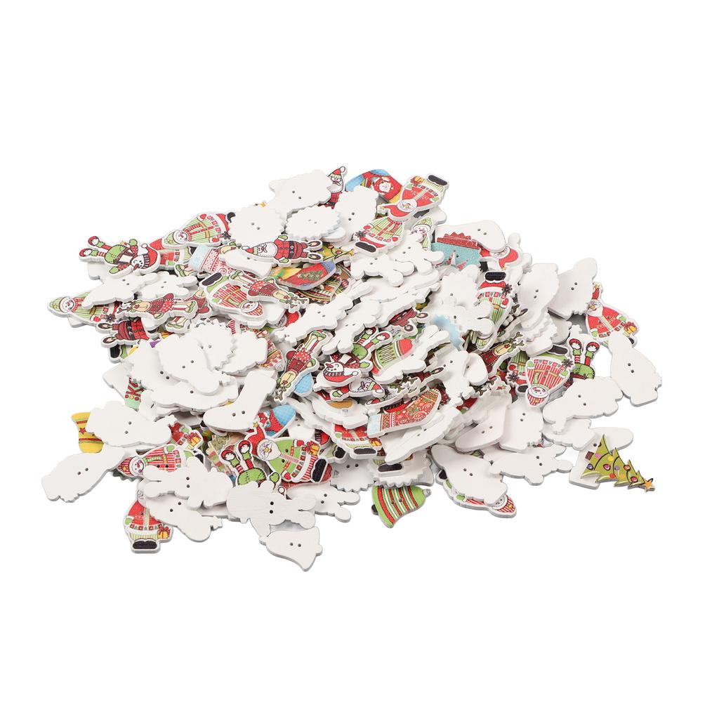 Christmas Wooden Buttons Mixed Styles Decorative Assorted Christmas Buttons for Craft Sewing Knitting B Set White Back