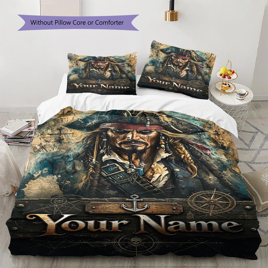 Name Custom Johnny Depp Pattern Bedding Set Quilt Cover Pillowcase Home Decor Gift (1 * Duvet Cover + 2 * Pillowcase, Without Core)