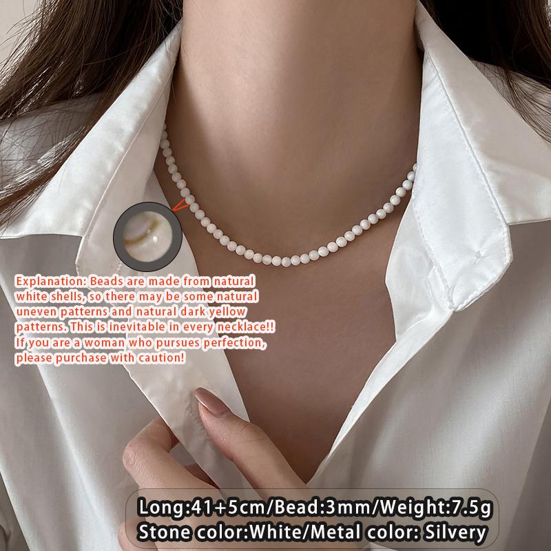 

Diy High-end Design Natural Shell Round Beads Necklace For 2026 Womens Luxury Jewelry Girl’s Sweet Collarbone Chain Accessories