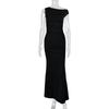 European and American Women's Fishtail Skirt with Sloping Shoulder Collar and Sleeveless Sexy Dress
