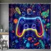 Game Themed Kids Shower Curtain-video Gamepad Player Cool Shower Curtain with 12 Hooks, Boy Bathroom Decoration Accessories