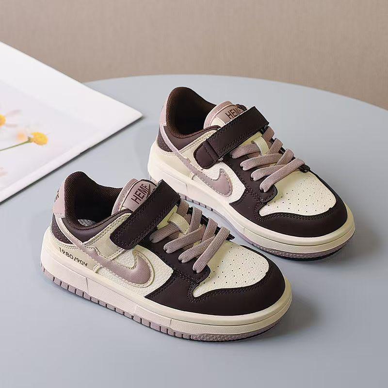 Boys and Girls' Versatile 2026 Spring/Autumn Leather Skate Shoes - Breathable Casual Sports Sneakers