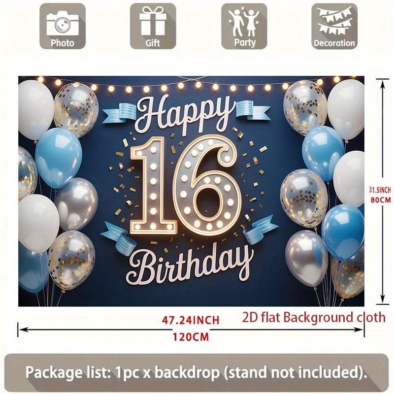 1pc Birthday 16th Gift Box Photo Booth Hanging Banner Polyester