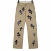Cross Light Luxury Jeans Heavy Industry Embroidery Leather Men's and Women's Loose Casual Versatile Wide-leg Trousers