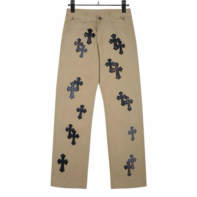 Cross Light Luxury Jeans Heavy Industry Embroidery Leather Men's and Women's Loose Casual Versatile Wide-leg Trousers