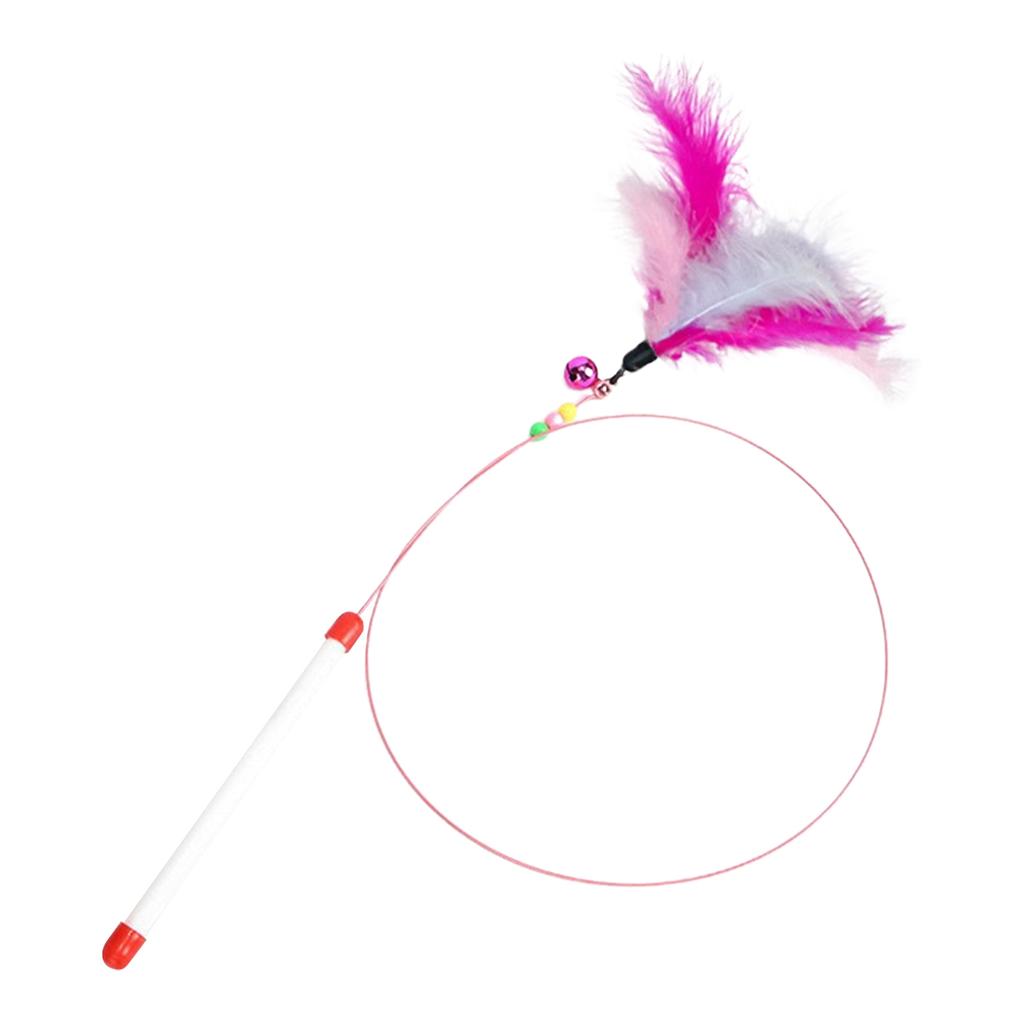 Durable Chew Proof Cat Toy with Bell Feather Wand Flexible Steel Rod Interactive Kitten Play Teaser for Indoor Entertainment