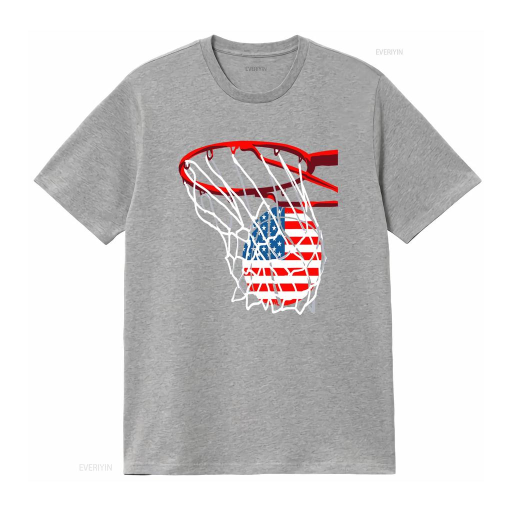 American Patriotic Basketball 4th Of July Usa Flag Unisex Boys T Shirt Vintage Slightly Stylish Top For Everyday Wear