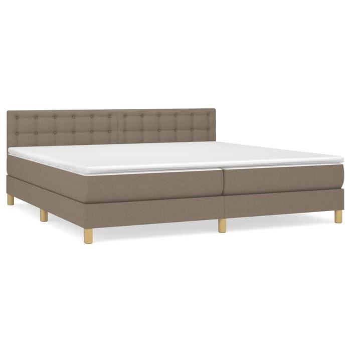3140965 vidaXL Divan Bed with Mattress Taupe 200x200 Cm Fabric