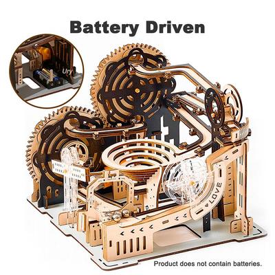 3D drewniane puzzle marmurowy zestaw do biegania DIY tor mechaniczny elektryczny ręczny Model klocki do budowy zestawy montażowe zabawka prezent dla nastolatków dorosłych