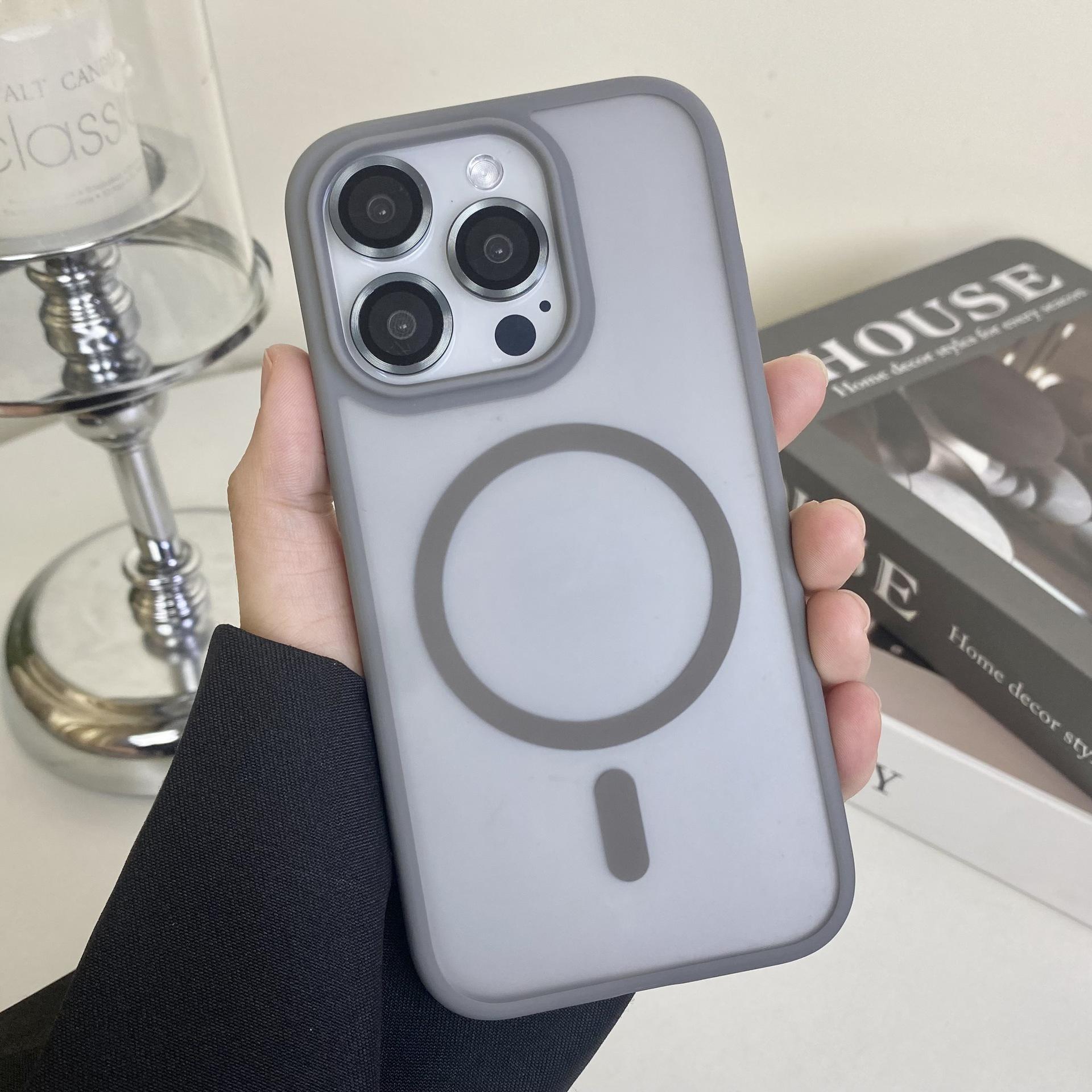 

Подходит для Apple 16ProMax Сильный магнитный чехол для телефона iPhone 15 Матовый 14 Отправить Защитный чехол с пленкой для объектива iPhone16plus