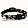 Glow-in-dark Breakaway Cat Collar with Moon Star Pattern, Adjustable Cat Necklace with Safety Buckle