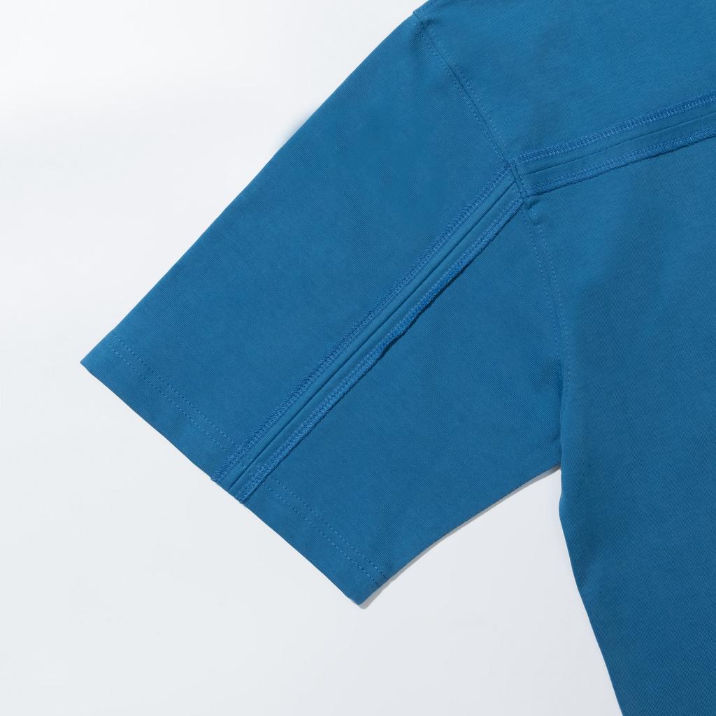 PSSHOPPER Small Logo Back Cut-Out Short Sleeve [Blue]