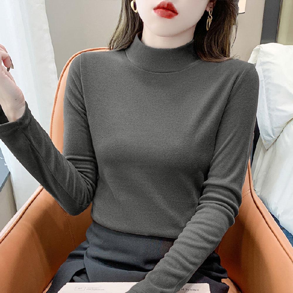 2025 Women's Slim Fit Long Sleeve High Neck T-Shirt - Spring/Autumn Base Layer