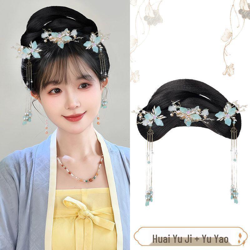 Ming Dynasty Hanfu Clip-in Hair Bun: Silk Wig for Ancient Costume Hairstyles