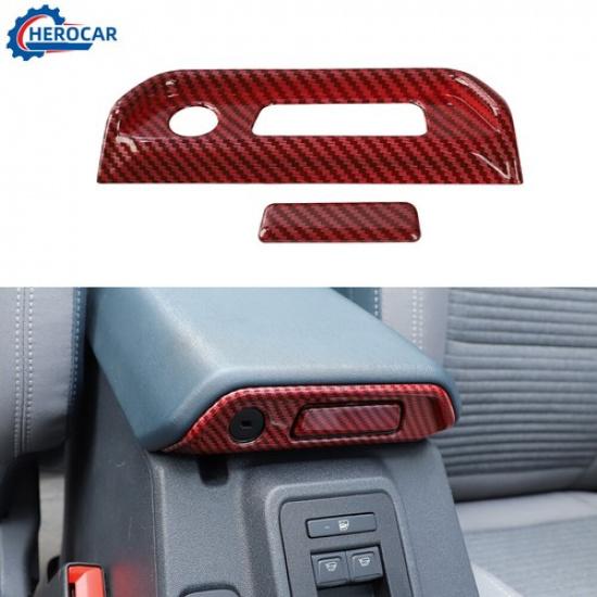 Red Carbon Fiber Car Armrest Box Switch Decor Sticker Cover Trim for Ford Bronco