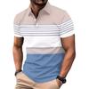Nuova Polo Casual da Uomo Estiva con Collo a Rever, Bottoni, Strisce e Color Blocking T-shirt Top
