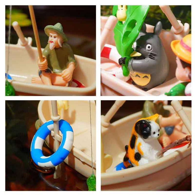 Mini Simulation Small Boat Fishing Boat Model Fish Tank Decor Diy Fishing Boat Miniature Landscape Simulation Toys For Children