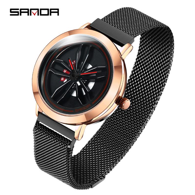 Sanda Men's Korean-Style Fashion Watch with Milanese Mesh Band - Waterproof Quartz