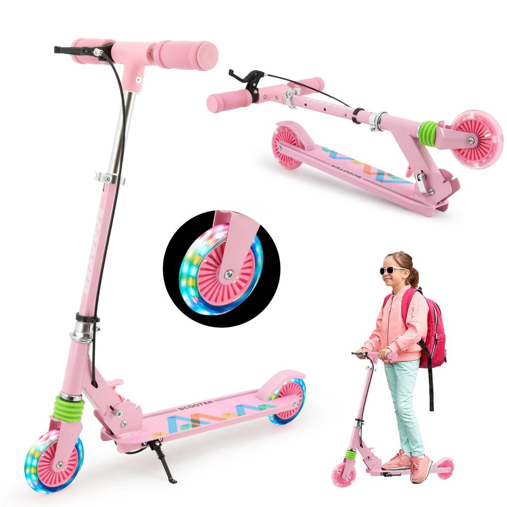 TENBOOM Kickboard Kids Scooter Kids Children New Handle Brake Included For Year Olds 2 Wheels LED Tires Load Capacity 50kg Toddler Car Toy Foldable