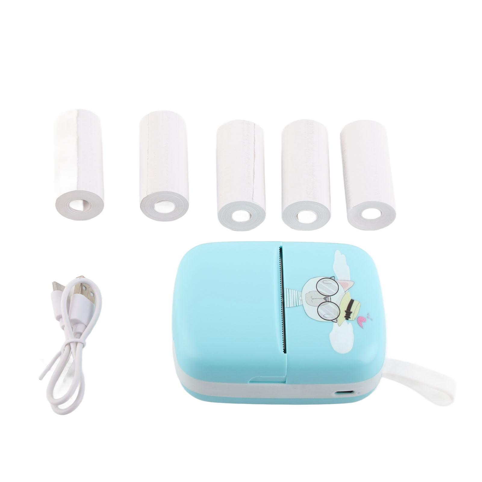 

Портативный термопринтер Bluetooth с разрешением 200 точек на дюйм, беспроводной карманный мини-принтер без чернил синий