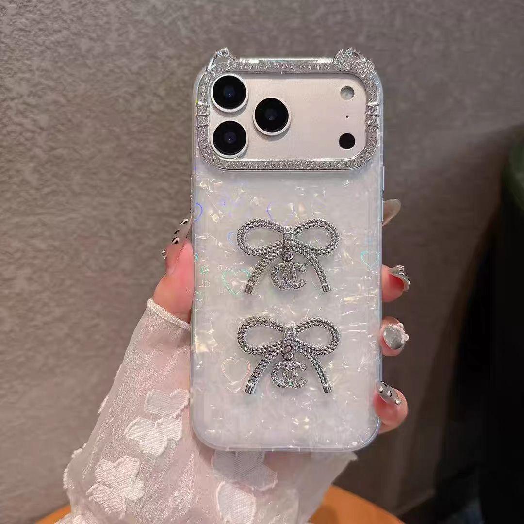

Cat Frame Heart & Bow Shell Pattern Phone Case for Apple iPhone 15/12/17 Pro Max 17 Pro