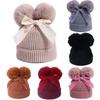 Winter Knitted Children's Woolen Hat With Pom Pom Cotton Lining Winter Hats Thicken Warm Cap Boys Girls