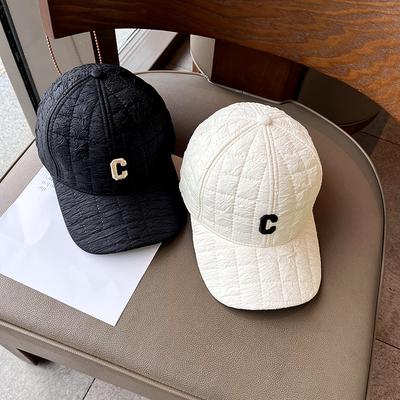 Hat Women's Casual Versatile C Letter Fold Korean Style Baseball Hat Autumn and Winter Dome Temperament Trendy Sun Protection Baseball Cap