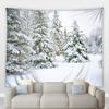 Home Decoration Jul Vinter Skog Landskap Utskrift Polyester Polsk på veggen hengende rom bakgrunn tapiz