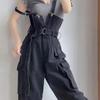 Wide Leg Denim Overalls Women Autumn Fashion Design Retro Halter Jumpsuit Shoulder Strap Jeans