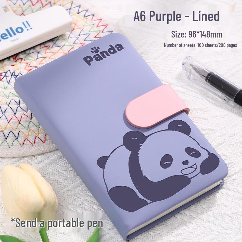 Panda Buckle Pocket Notebook: Blank Portable Student Journal & Custom Planner
