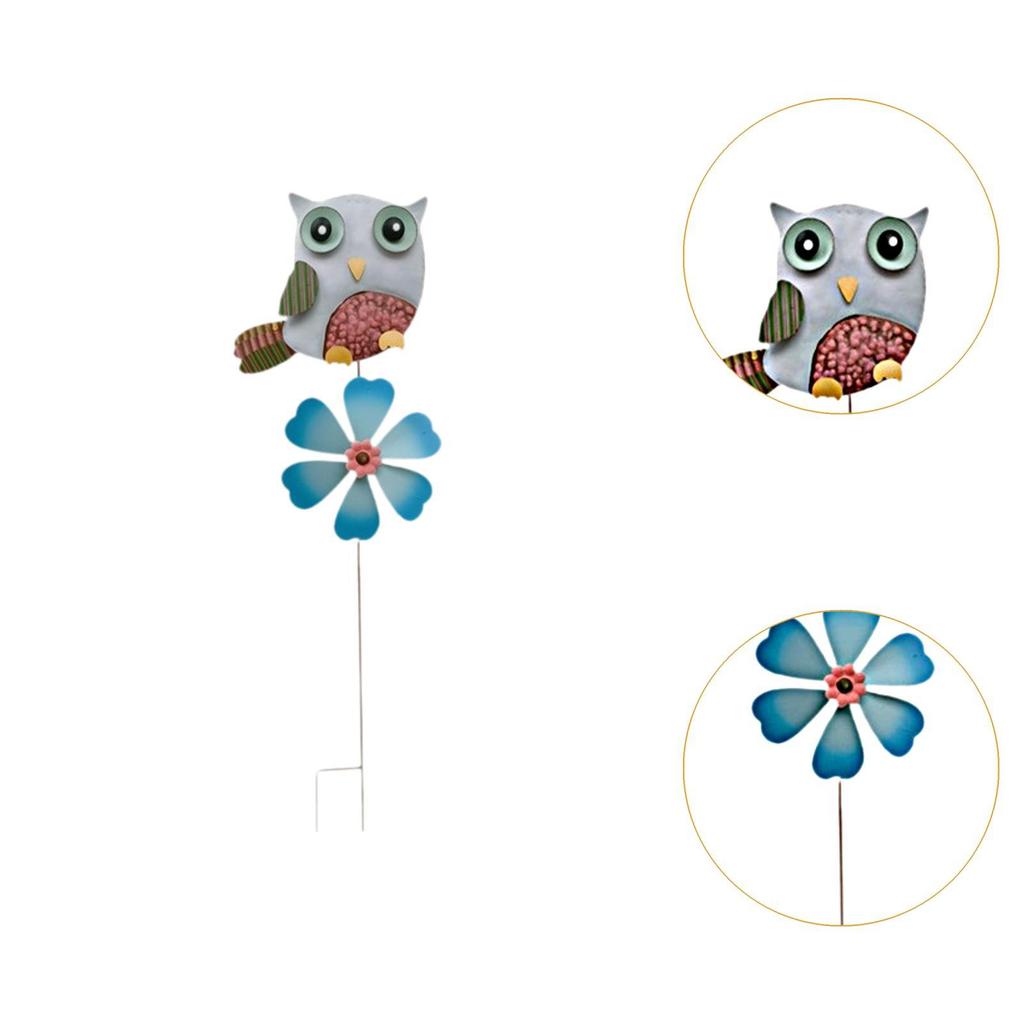 Metal Owl Garden Stake Lawn Ornament Art Decoration Owl Garden Decor Outdoor Wind Spinner for Patio Backyard Lawn Outdoor Indoor
