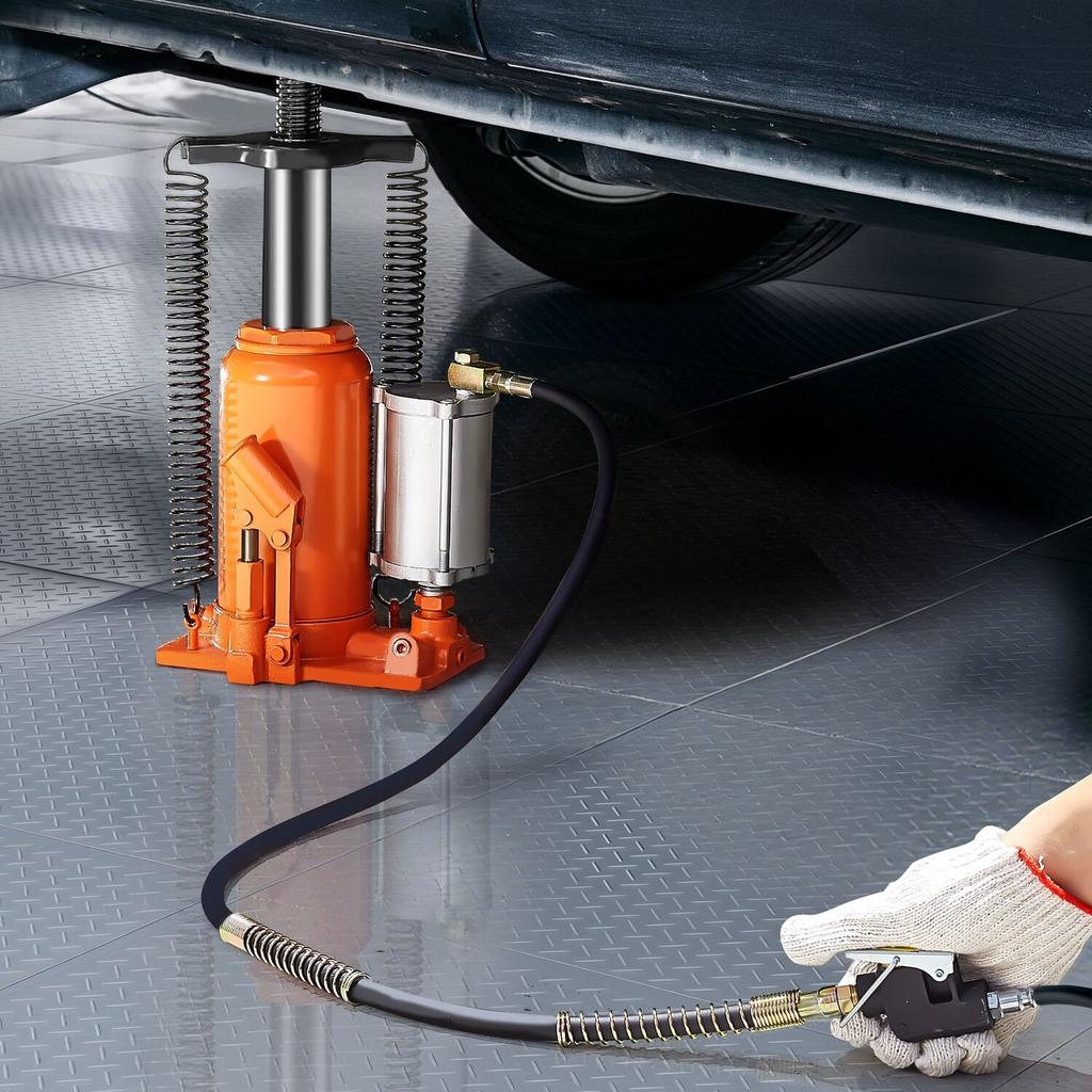 Air Hydraulic Bottle Jack, 20 Ton (44092 Lbs) Capacity, 260-495 Mm Lifting Range, Pneumatic/Manual Heavy Duty Welded Bottle Jack with Pump for SUV,