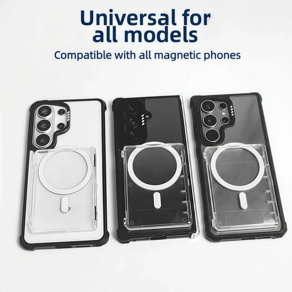 Transparent For MagSafe Card Sleeve Shockproof Wallet Phone Case  For Magnetic Phone