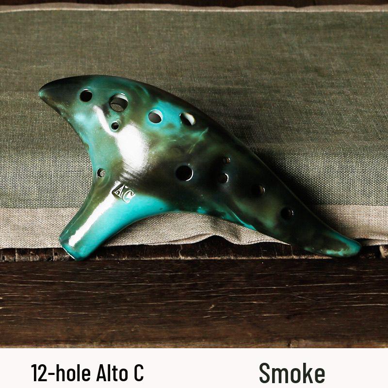 12-Hole Alto AC Tone Smoked Ocarina for Beginners & Professionals – Folk Instrument for Teaching & Performance.