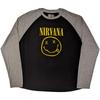 Nirvana Unisex Adult Happy Face Raglan Long-Sleeved T-Shirt