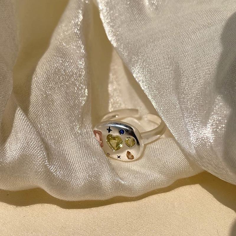 Colorful Inlaid Zirconia Ultra Sparkling Adjustable Ring For Women With Unique Design Fashion