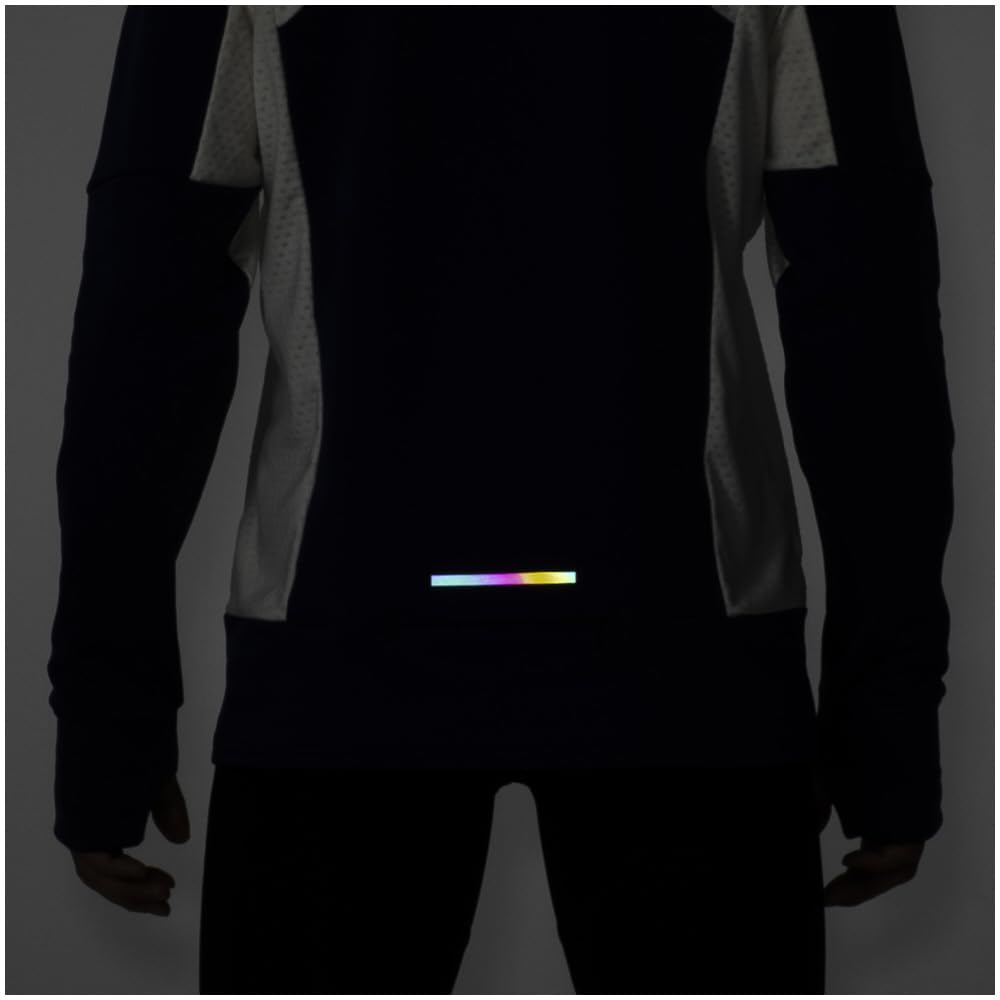 Running Wear Warma Light Half Fleece Reflective Estate Blue [Mizuno] Shirt, Zip, Aurora, Warm, Lining, Stretch, Print, J2MCA505, Men's,