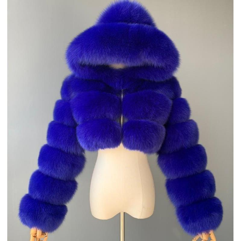 Luxury Faux Fur Coat for Women Hooded Warm Casual Winter Outerwear