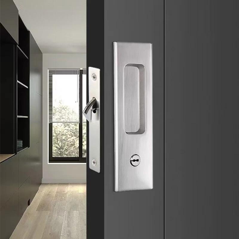Sliding Door Lock Shift Door Lock Invisible Wooden Door Lock Dark Door Black Shift Door Handle Trip Kitchen Bathroom Door Lock