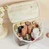 1Pc Women Girls Portable Makeup Bag with Bowknot Design, Clear Window Large Capacity Travel Cosmetic Storage Organizer