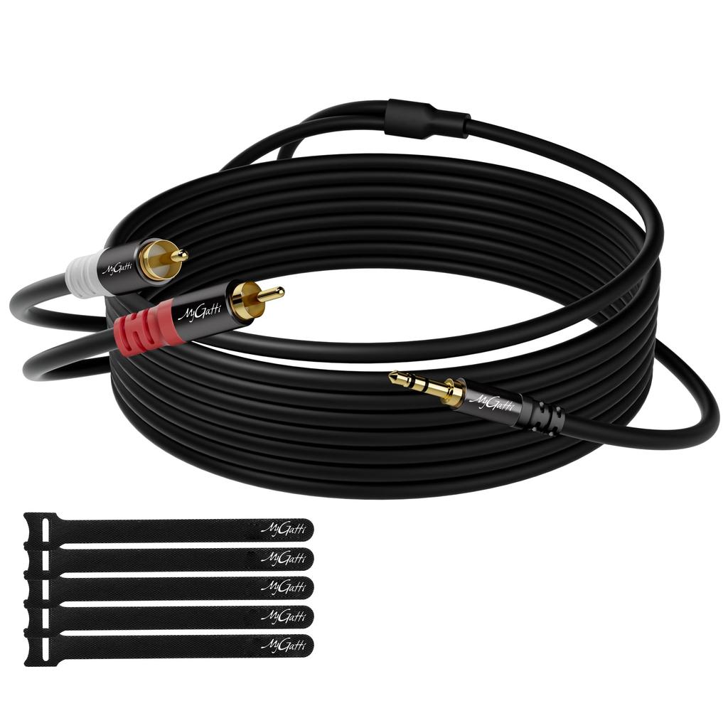 10M RCA Conversion Double AUX Male To 2RCA Stereo Audio Cable with Compatible with Mini Component Android Car and More 3.5mm Cable, Shielded, Male,