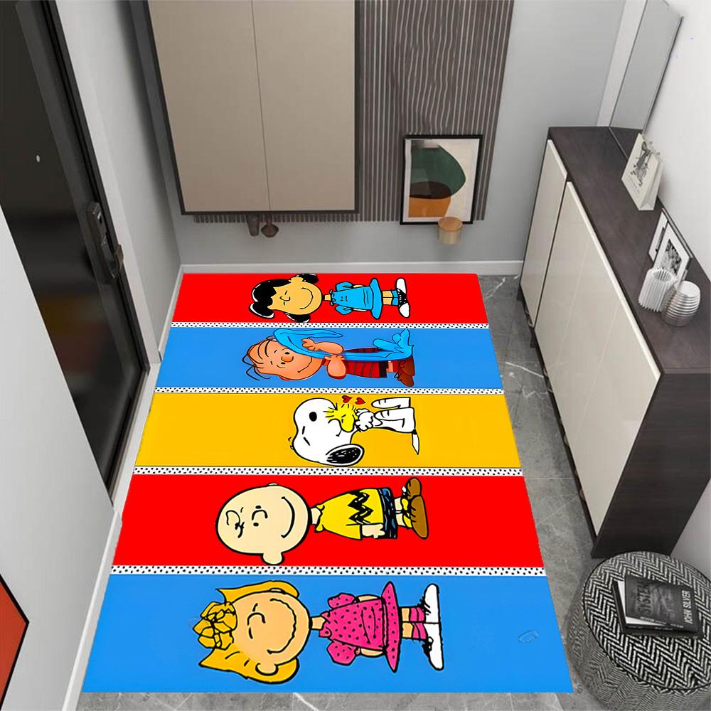Snoopy's Peanuts Gang Themed Anti-Slip Rugs - Polyester Home Decor, Suitable for Bedrooms, Living Rooms, Doorways, Studios, and Decorations