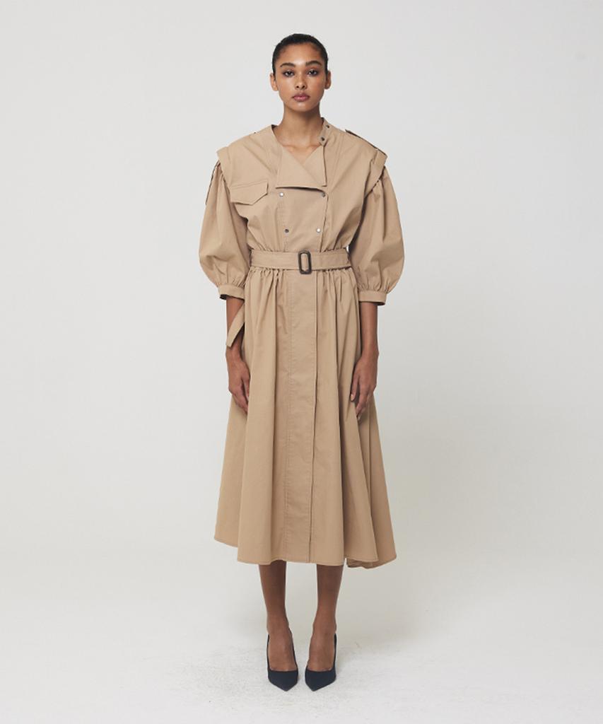 Meuameu Puff Sleeve Trench Coat Dress